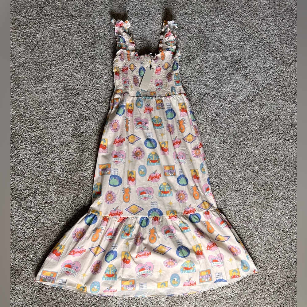 Never Fully Dressed White Fruit Sticker Dress